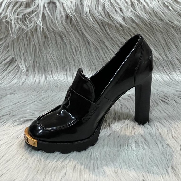 Karl Lagerfeld Women’s Patent High Heeled VIRNA/G22 Loafers. New - Picture 3 of 9